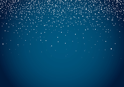 Snow blue background for christmas, new year and winter card template with abstract confetti stars background.