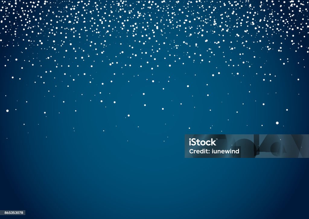 Snow background Snow blue background for christmas, new year and winter card template with abstract confetti stars background. Snow stock vector