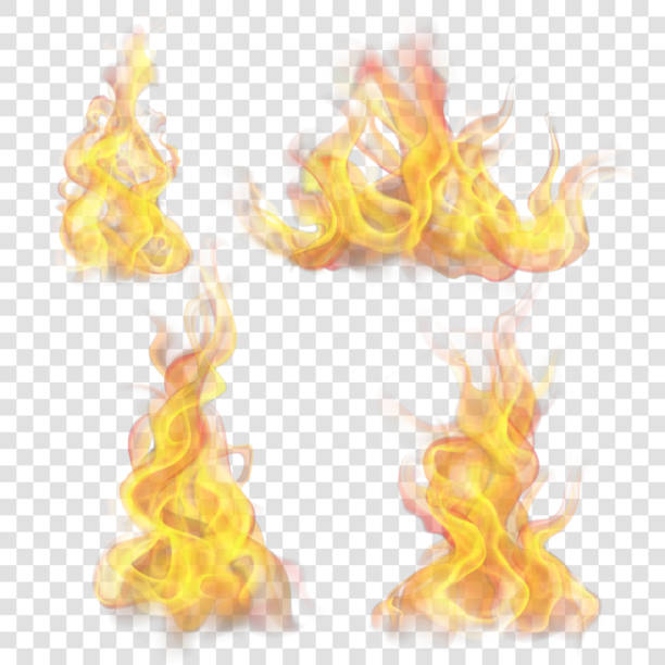 Fire flame for light background Set of fire flame on transparent background. For used on light backgrounds. Transparency only in vector format fire natural phenomenon stock illustrations
