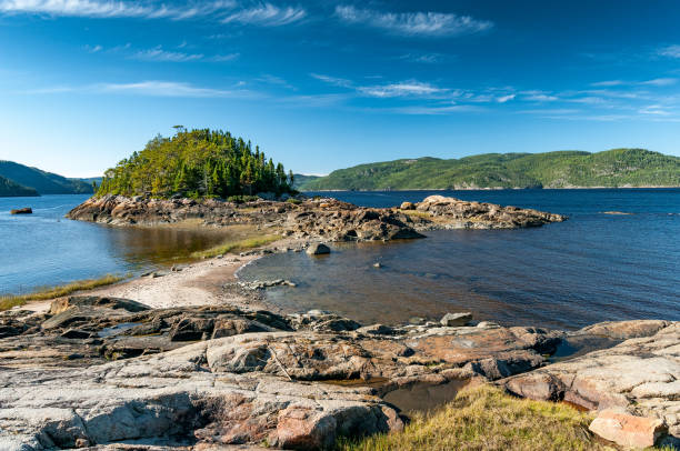 берег фьорда сагеней - tide rock bay landscape стоковые фото и изображения