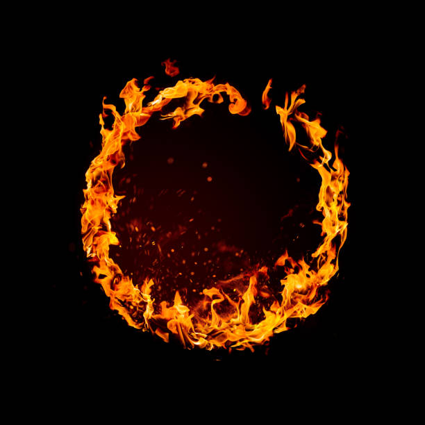 blazing anneau de feu - fireball orange flame burnt photos et images de collection