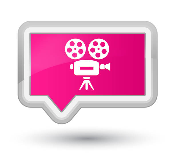 비디오 카메라 아이콘 주요 분홍색 배너 버튼 - prime video stock illustrations