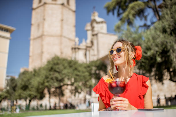 istock Woman with sangria drink outdoors in Valencia 865360322