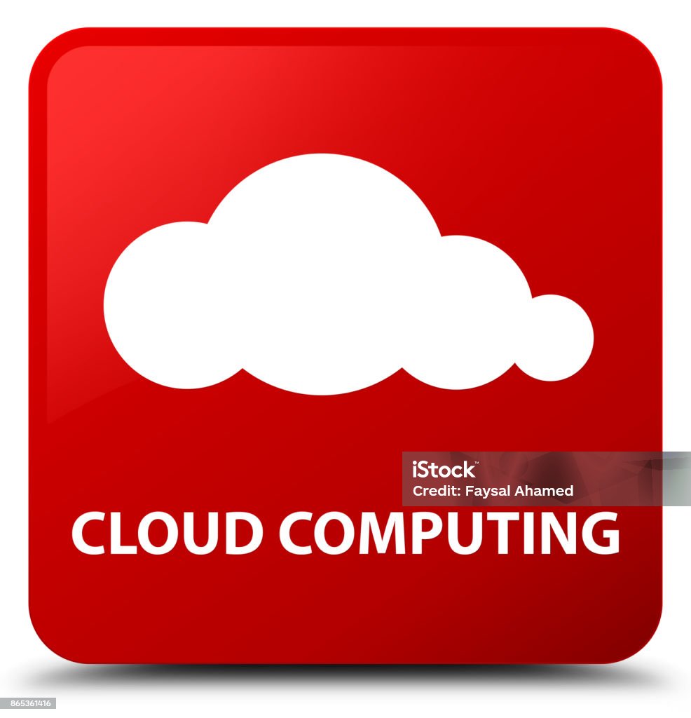 Cloud Computer Red Cloud Computing Red Square Button Stock Illustration - Download Image ...