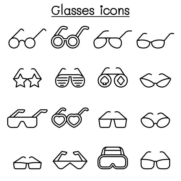 細い線スタイルで眼鏡のアイコンを設定 - swimming goggles点のイラスト素材／クリップアー�ト素材／マンガ素材／アイコン素材