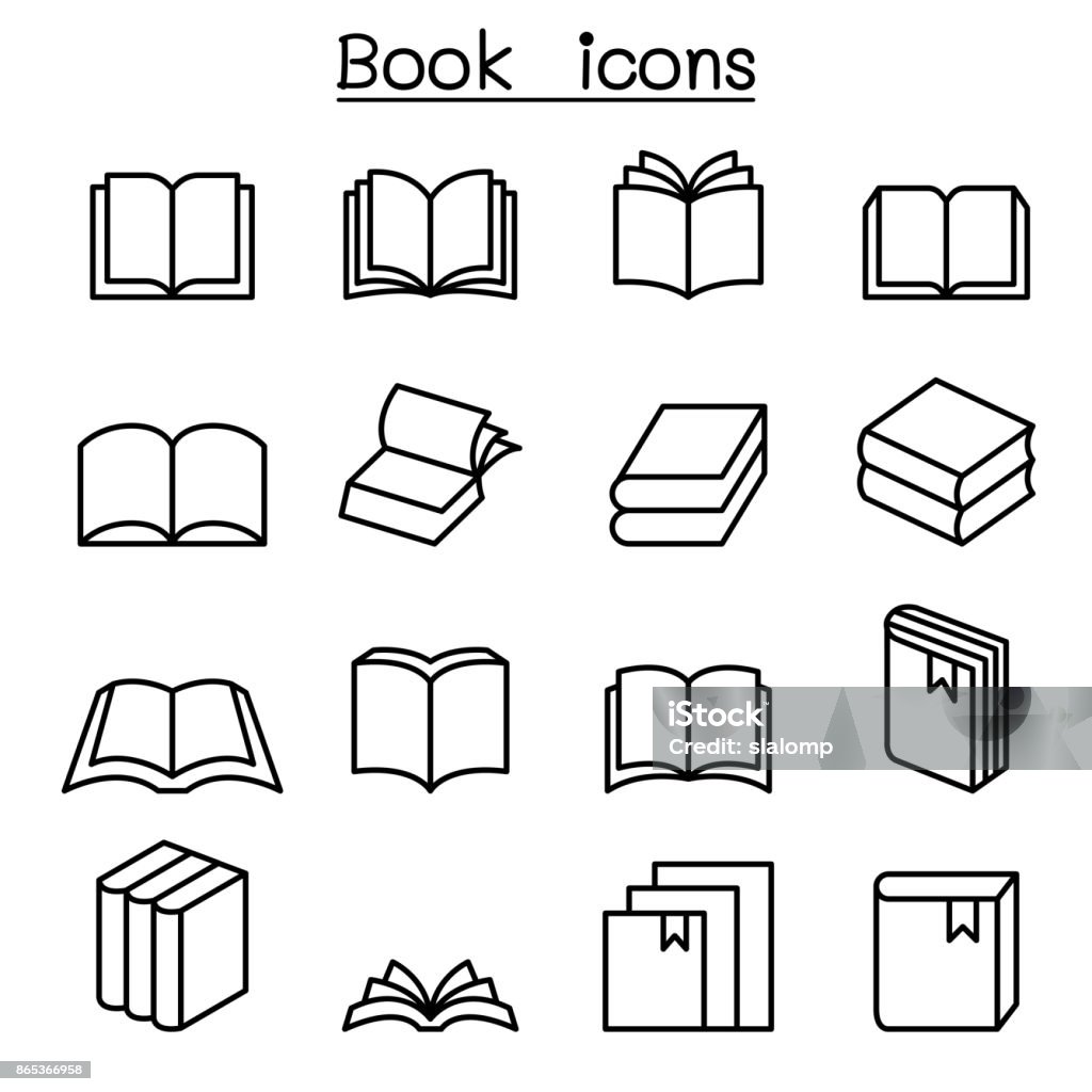 Book icon set in thin line style Book stock vector