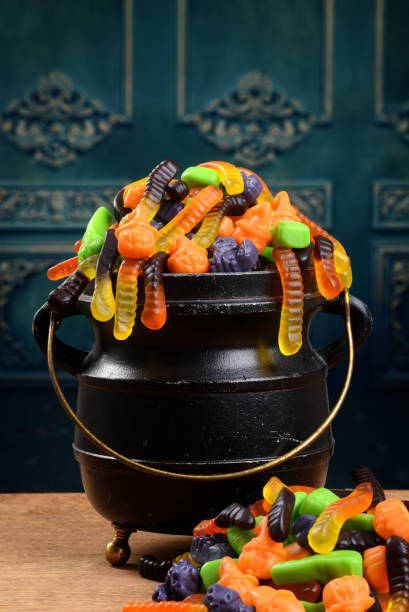 istock closeup gummy halloween candy in cauldron 865370004
