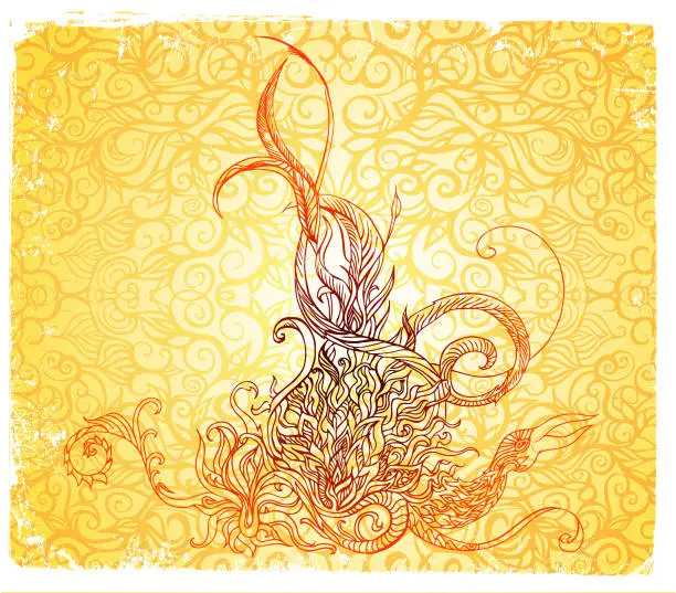 Vector illustration of fire tones phoenix