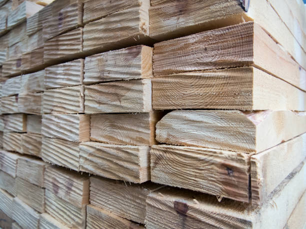 istock Wooden planks stacked together in a stack 865379172