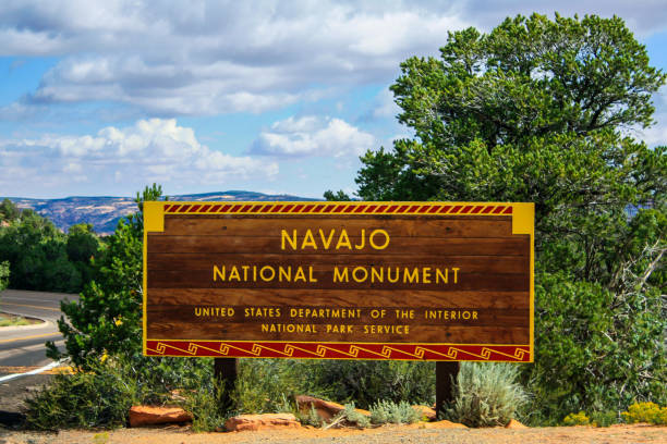 The main entrance sign to the Navajo National Monument  in the summer of 2008