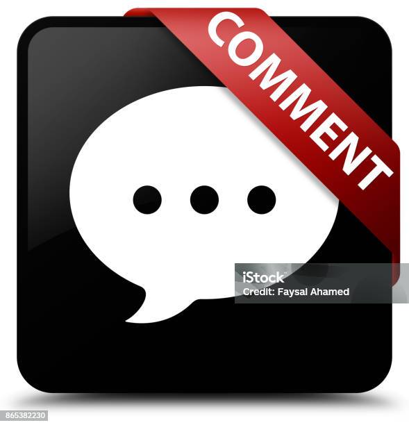 Square Comment Icon Comment Black Square Button Red Ribbon In Corner Stock Illustration ...