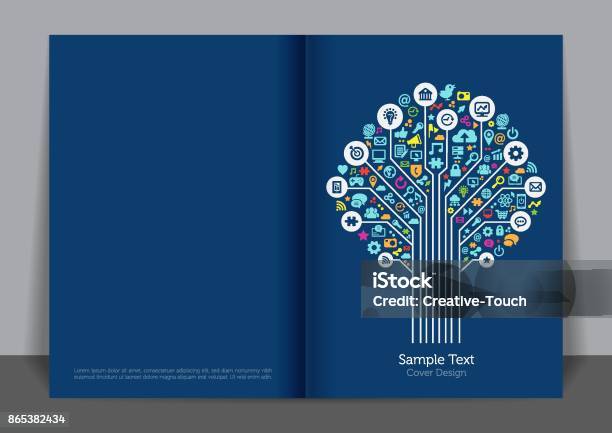 Share Computing Cover Design Stock Illustration - Download Image Now - Book Cover, Tree, Plan - Document