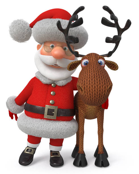 istock 3d illustration Santa Claus with deer 865384912