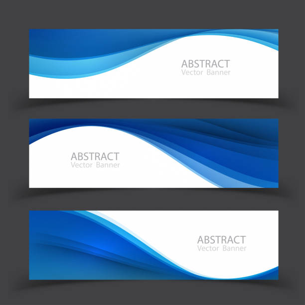 ilustrações de stock, clip art, desenhos animados e ícones de set of banner templates.  modern abstract vector illustration design. - backgrounds blue swirl abstract