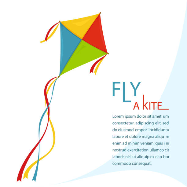 Fly Kite in Sky, vector Fly Kite in Sky, color kites sign, Summer wing festival fun. Vector sky kite stock illustrations