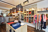 Interior of a store selling women's clothes and accessories