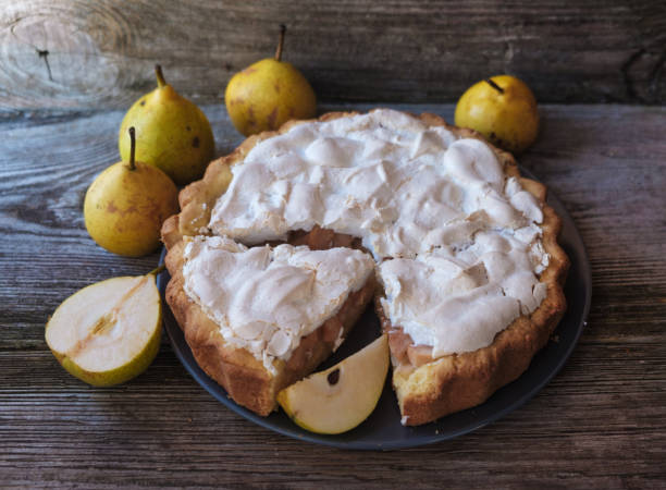 istock homemade cake with pear filling and meringue 865393216