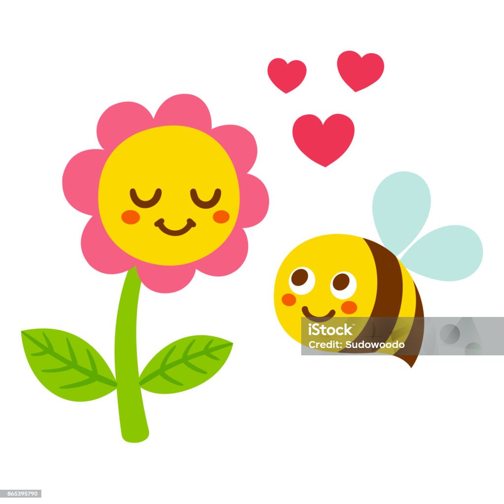 Cartoon Bee And Flower Stock Illustration - Download Image Now - Flower,  Bee, Anthropomorphic Smiley Face - iStock