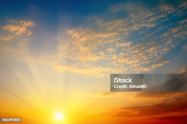 Beautiful Sun Rise And Cloudy Sky Stock Photo - Download Image Now - Sunrise - Dawn, Sky, Weather