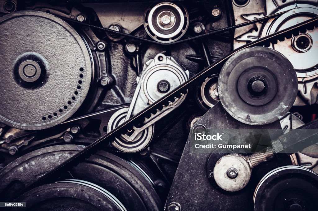 close-up car engine, internal combustion engine. Auto Mechanic Stock Photo