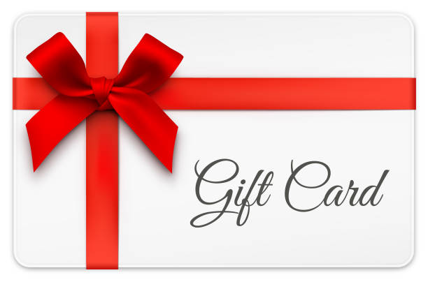 ilustrações de stock, clip art, desenhos animados e ícones de gift card with red bow - ribbon bow white background red