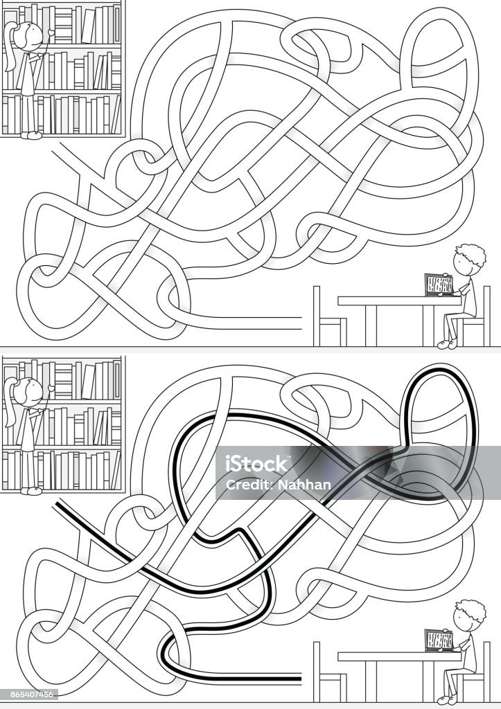 Library Maze Layout Library Maze Stock Illustration - Download Image Now - Library, Maze ...