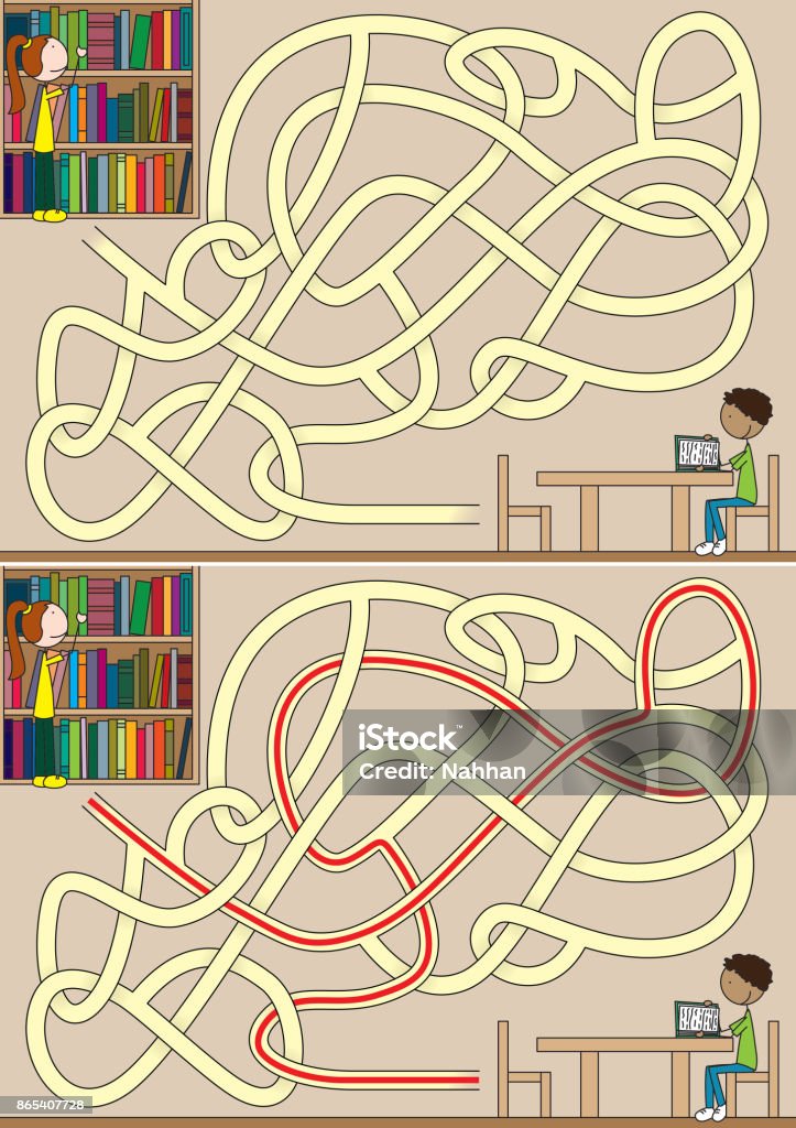 Library Maze Layout Library Maze Stock Illustration - Download Image Now - Library, Boys ...