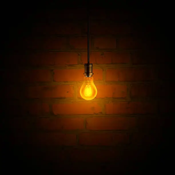 Vector illustration of Light Bulb and Brick Wall