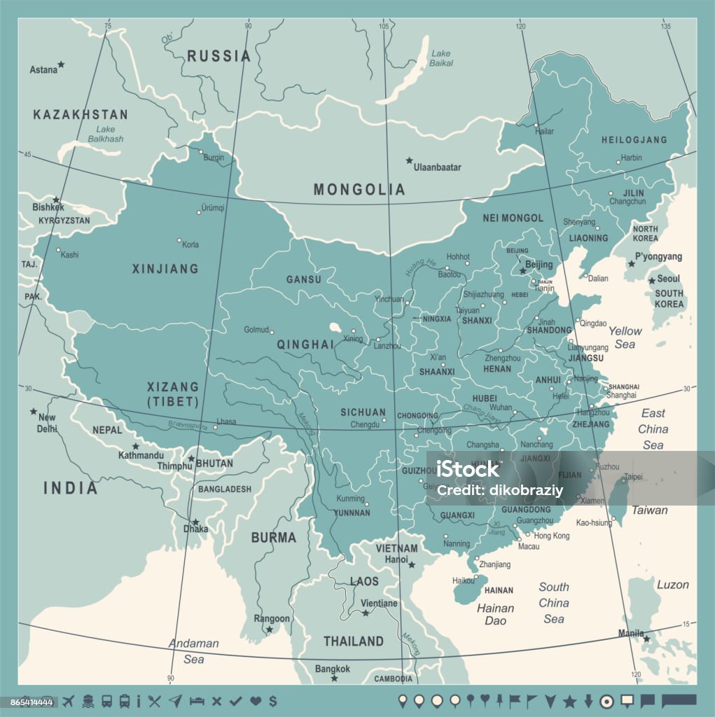 Edit Chinese Map China Map Vintage Vector Illustration Stock Illustration - Download ...
