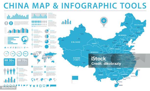 China Map Info Graphic Vector Illustration Stock Illustration - Download Image Now - China - East Asia, Map, Vector