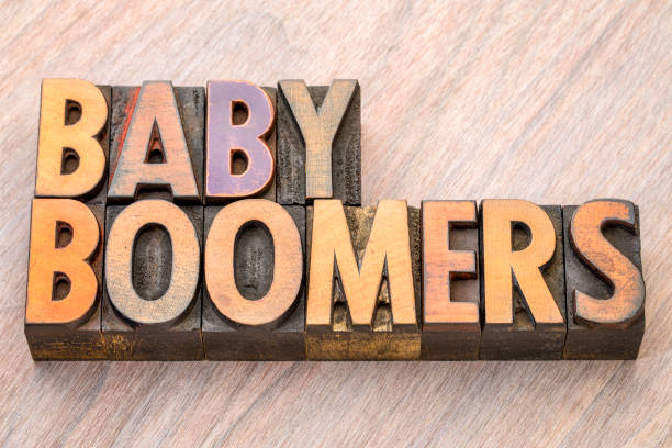 Baby boomers word abstract in wood type Baby boomers word abstract in vintage letterpress  wood type printing block photos stock pictures, royalty-free photos & images
