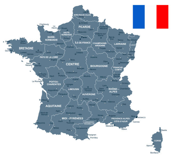 France - map and flag illustration France map and flag - vector illustration rhone alpes stock illustrations