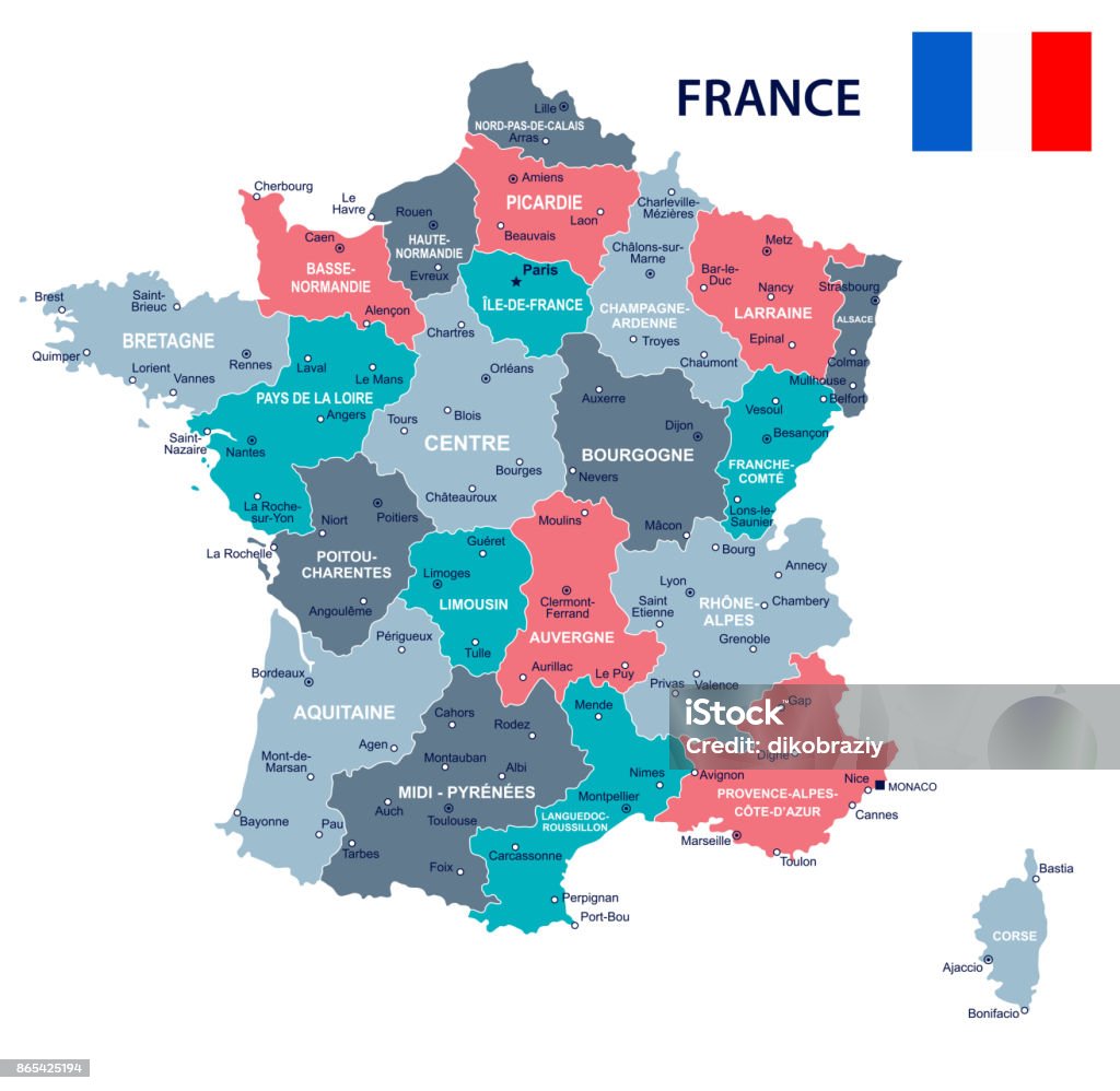 France - map and flag illustration France map and flag - vector illustration France stock vector