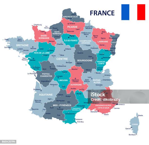 France Map And Flag Illustration Stock Illustration - Download Image Now - France, Map, Alsace