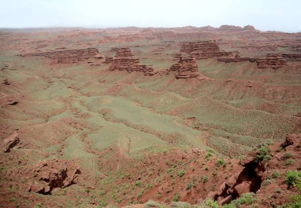 pingshanhu 그랜드 캐년 파노라마, zhangye, 간쑤, 중국 - red rocks rock canyon escarpment 뉴스 사진 이미지