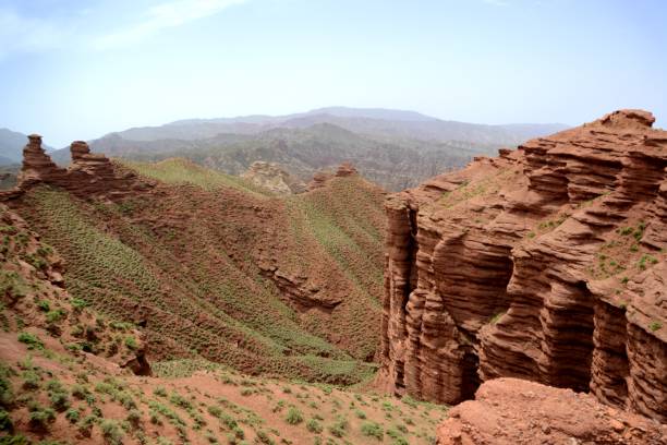 pingshanhu 그랜드 캐년 파노라마, zhangye, 간쑤, 중국 - red rocks rock canyon escarpment 뉴스 사진 이미지