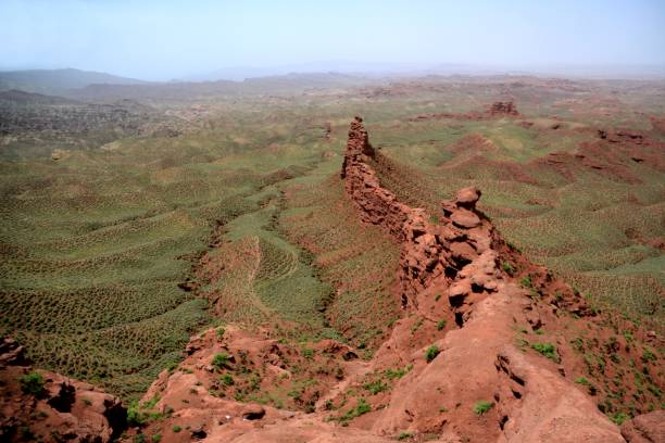 pingshanhu 그랜드 캐년 파노라마, zhangye, 간쑤, 중국 - red rocks rock canyon escarpment 뉴스 사진 이미지