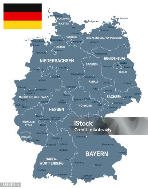 Ilustración de Alemania Mapa Y Bandera De La Ilustración y más Vectores Libres de Derechos de Alemania - Alemania, Mapa, Ciudad