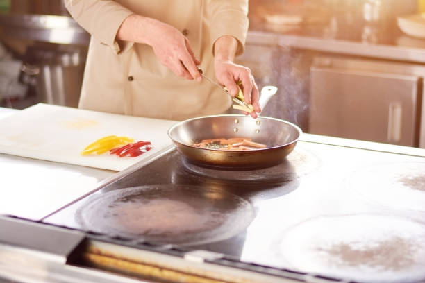 istock Male hands adding pepper to frying pan. 865431646