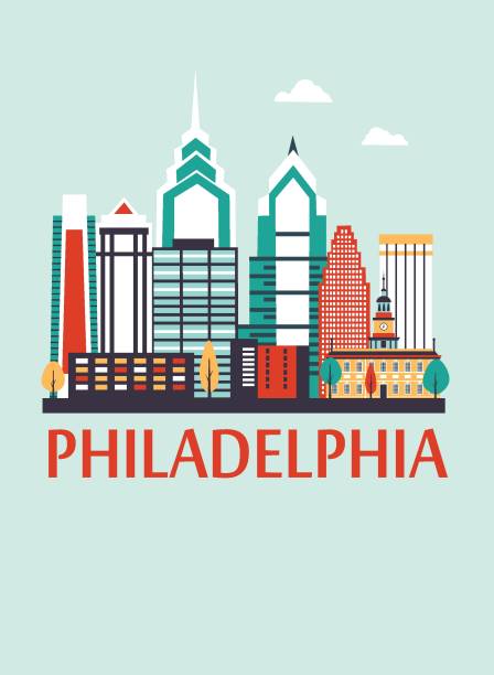 ilustraciones, imágenes clip art, dibujos animados e iconos de stock de philadelphia city - philadelphia