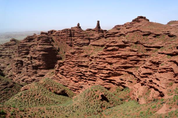 pingshanhu 그랜드 캐년, zhangye, 간쑤, 중국 - red rocks rock canyon escarpment 뉴스 사진 이미지