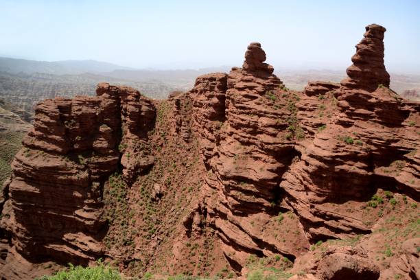 pingshanhu 그랜드 캐년, zhangye, 간쑤, 중국 - red rocks rock canyon escarpment 뉴스 사진 이미지