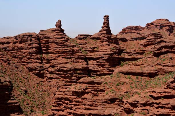 pingshanhu grand canyon, zhangye, gansu, china - red rocks rock canyon escarpment - fotografias e filmes do acervo