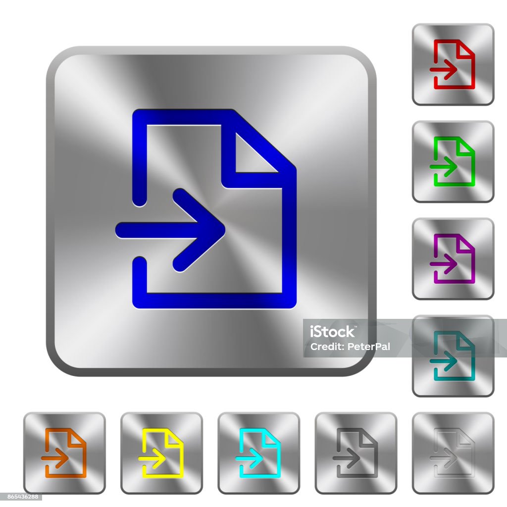 Import Button Sign Import Rounded Square Steel Buttons Stock Illustration - Download Image ...