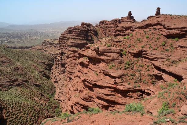 pingshanhu 그랜드 캐년, zhangye, 간쑤, 중국 - red rocks rock canyon escarpment 뉴스 사진 이미지