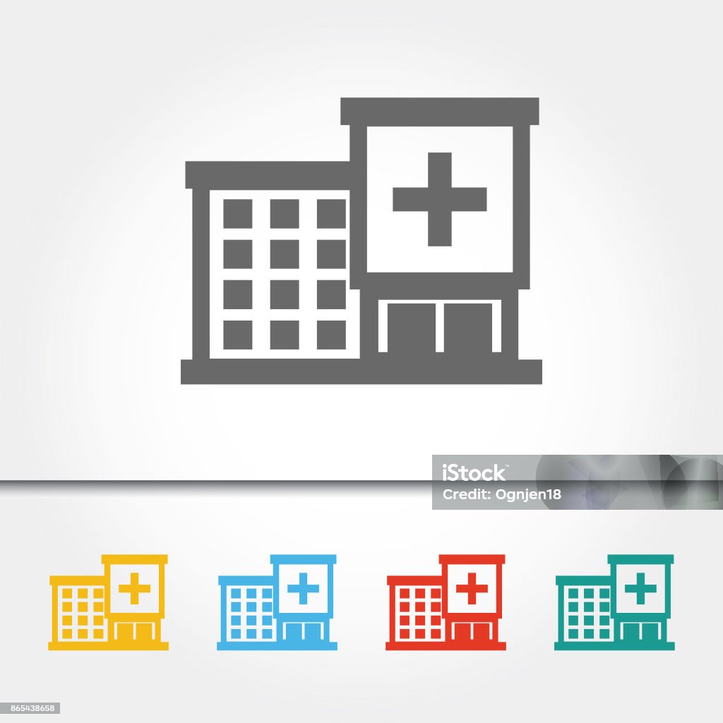 Edificio del hospital único icono Vector ilustración - arte vectorial de Hospital libre de derechos