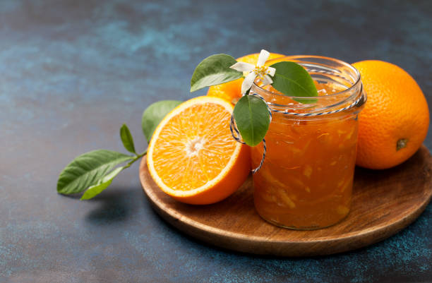 confiture d'orange - gelatin dessert orange fruit marmalade photos et images de collection