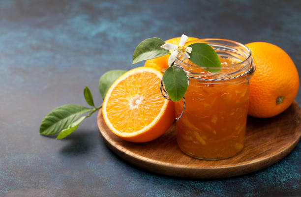 geléia de laranja - gelatin dessert orange fruit marmalade - fotografias e filmes do acervo