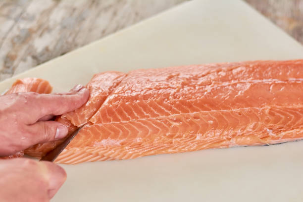istock Large piece of salmon fillet. 865438992