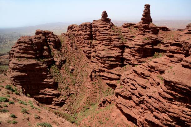 pingshanhu 그랜드 캐년, zhangye, 간쑤, 중국 - red rocks rock canyon escarpment 뉴스 사진 이미지